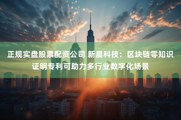 正规实盘股票配资公司 新晨科技：区块链零知识证明专利可助力多行业数字化场景